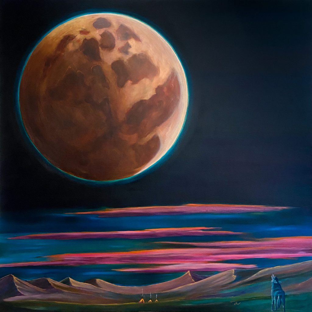 los lobo y la luna oil painting by chris reecer