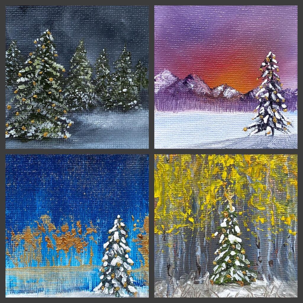 christmas tree oil paintings by chris reecer